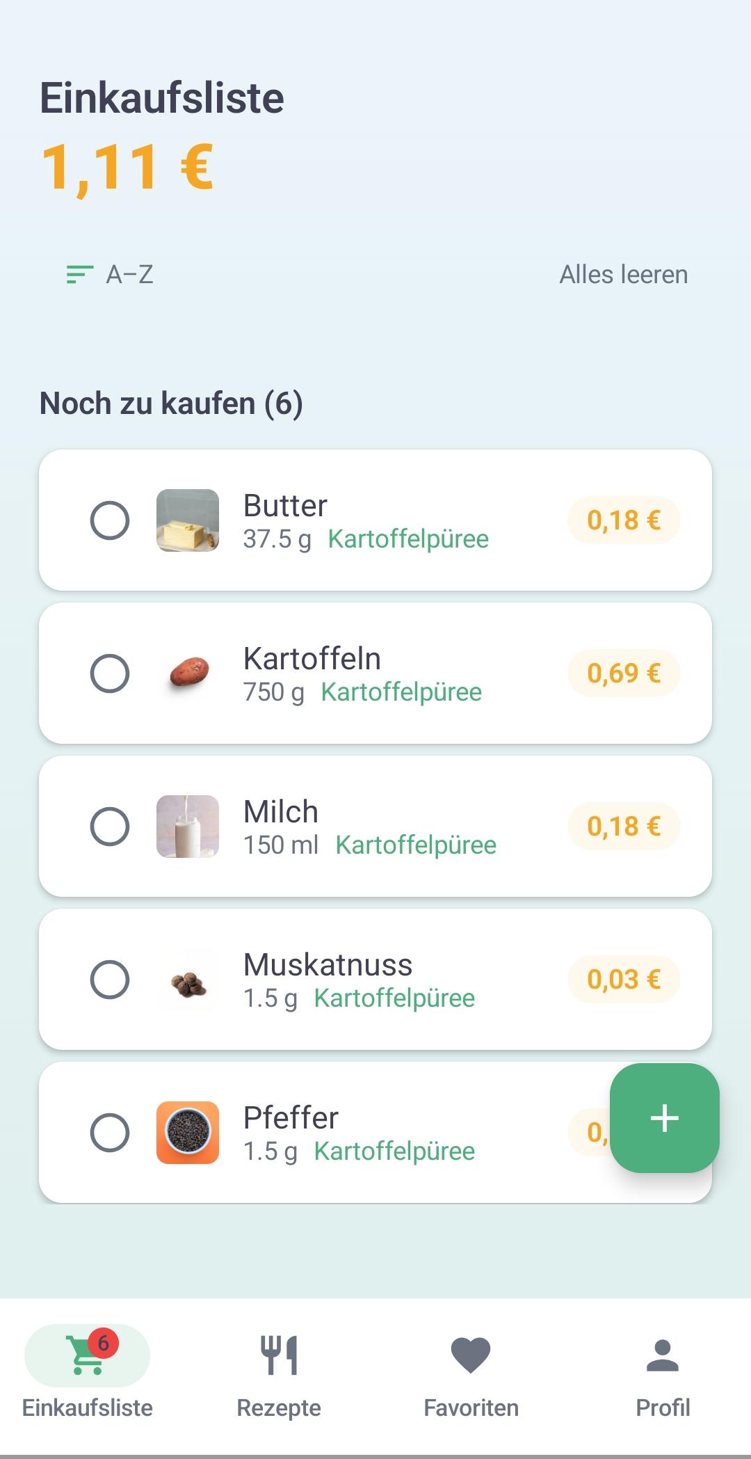 MealDeal Einkaufsliste